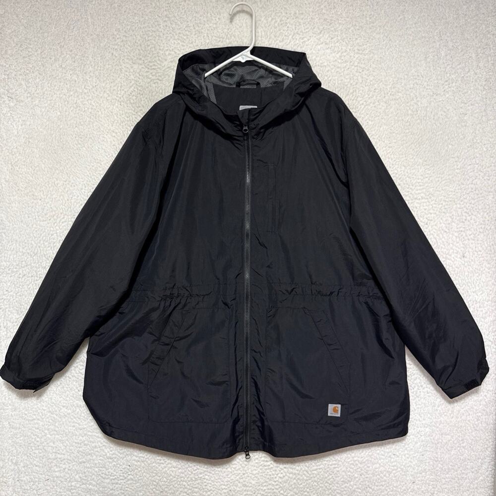 Carhartt Women’s Lightweight Windbreaker Rain Jacket Rockford 3XL Black Hooded